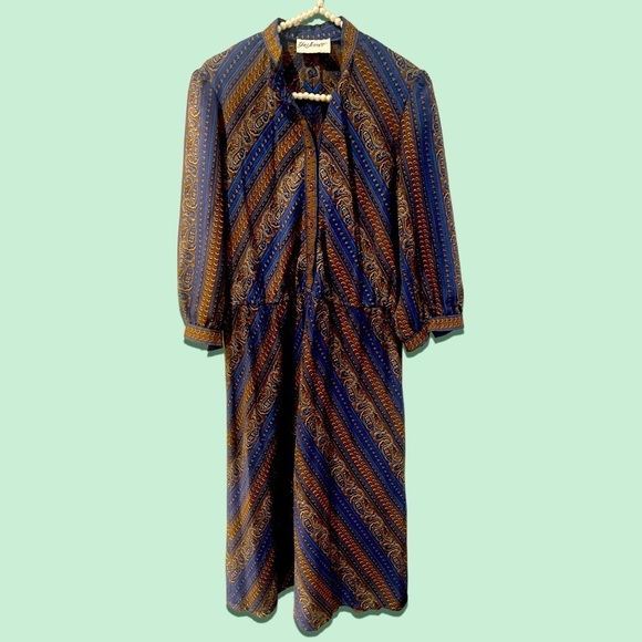 VINTAGE Yves Jennet midi dress frock smock grannycore - Picture 1 of 10